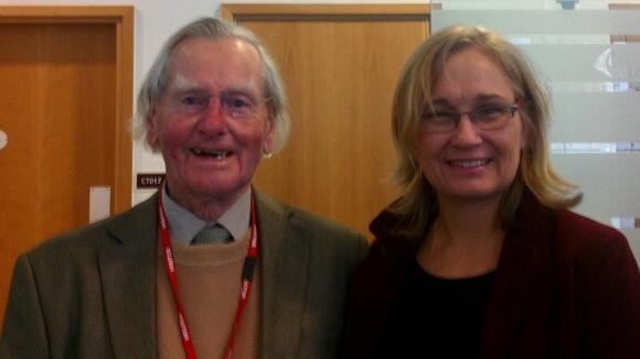 Dr Crewe with LSTM's Dr Louise Kelly-Hope in 2013